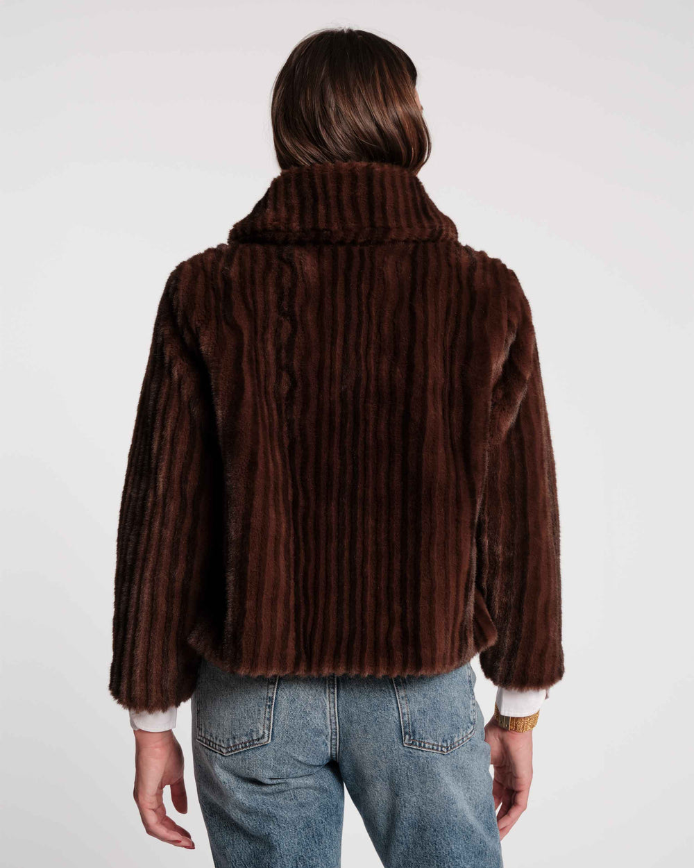 Babe Jacket Faux Mink Faux Fur Brown/Multi - Frances Valentine
