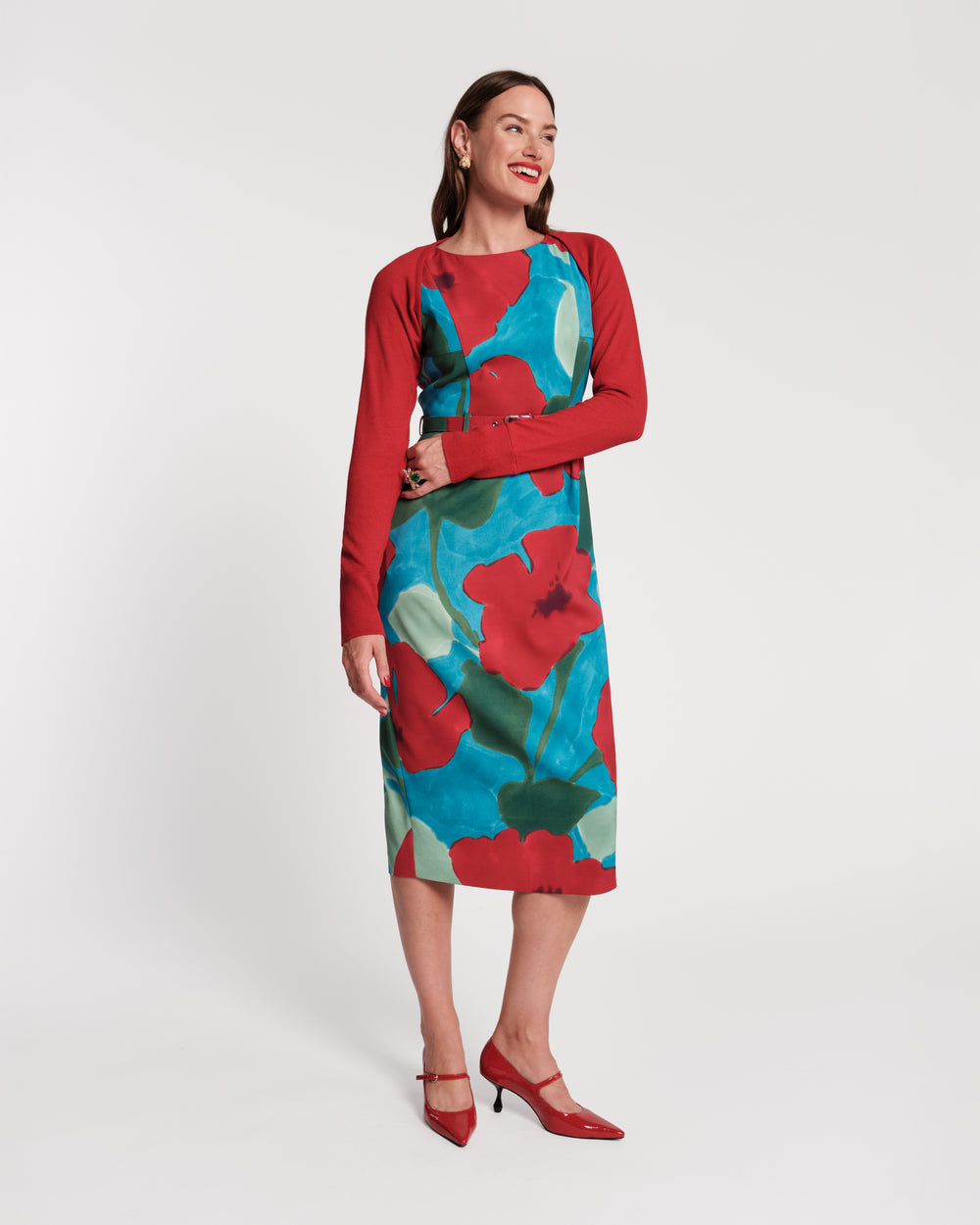 Emmie Long Sleeve Shrug - Red - Frances Valentine