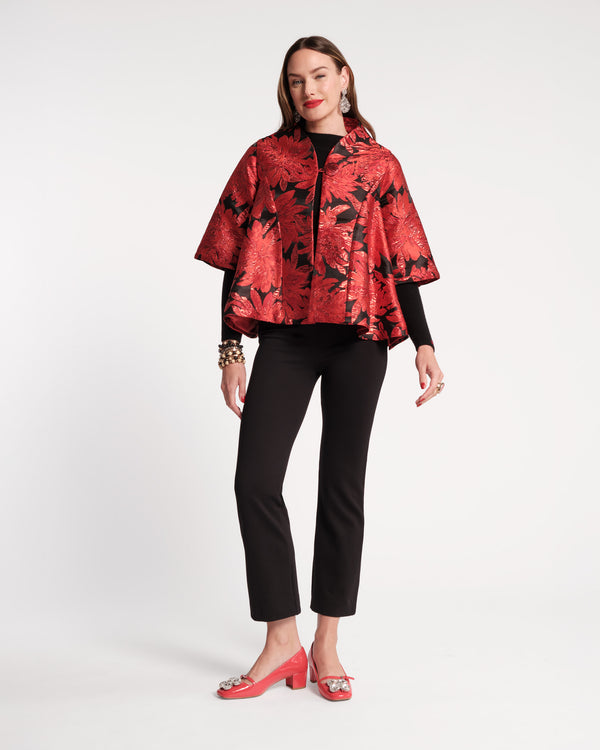 Swing Jacket - Metallic Floral Jacquard Red