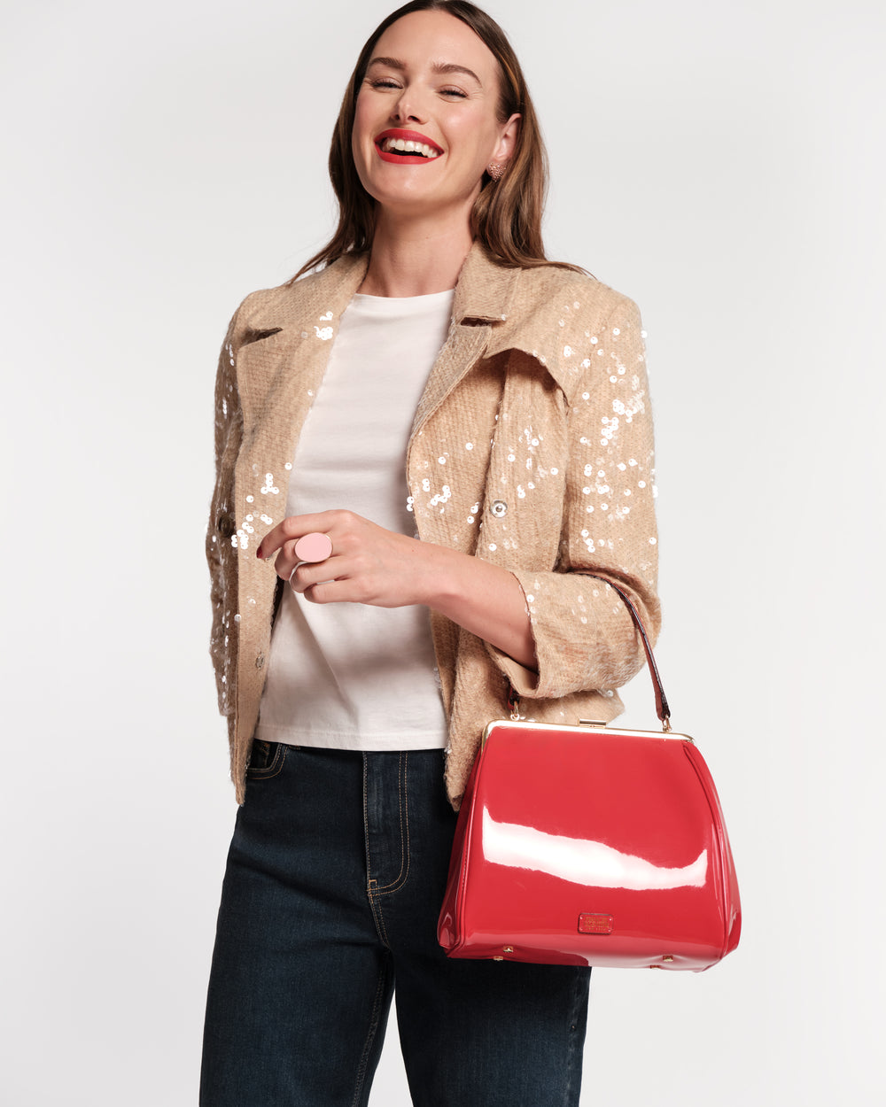 Katherine Frame Bag - Soft Patent Leather Red