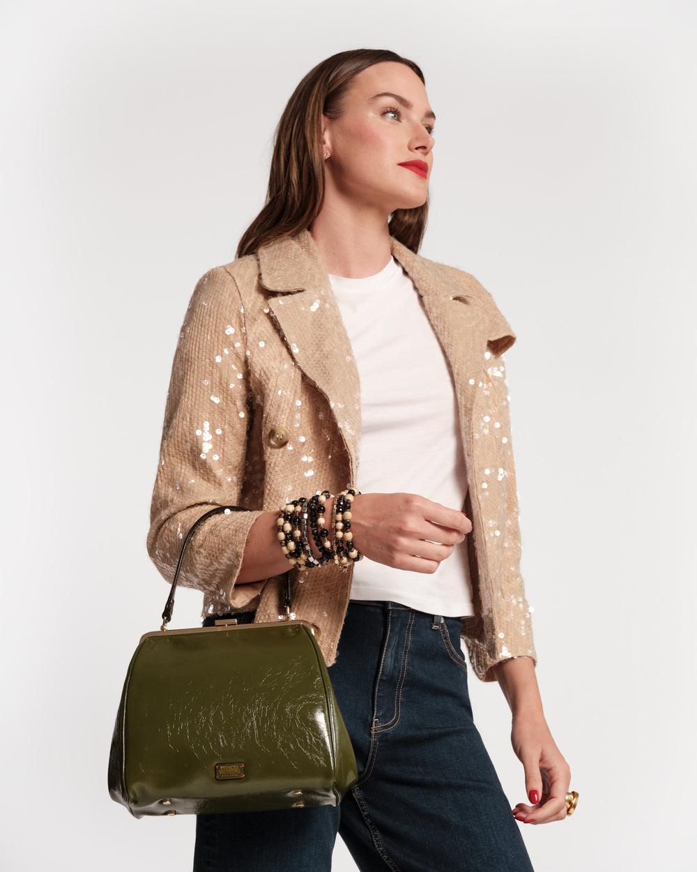 Katherine Frame Bag - Crinkled Leather Olive