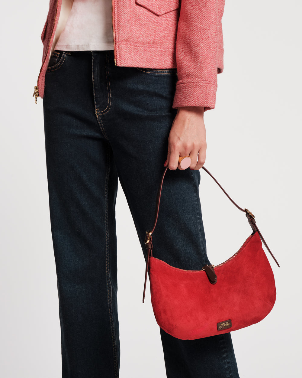 Starr Suede Hobo - Cherry Red - Frances Valentine