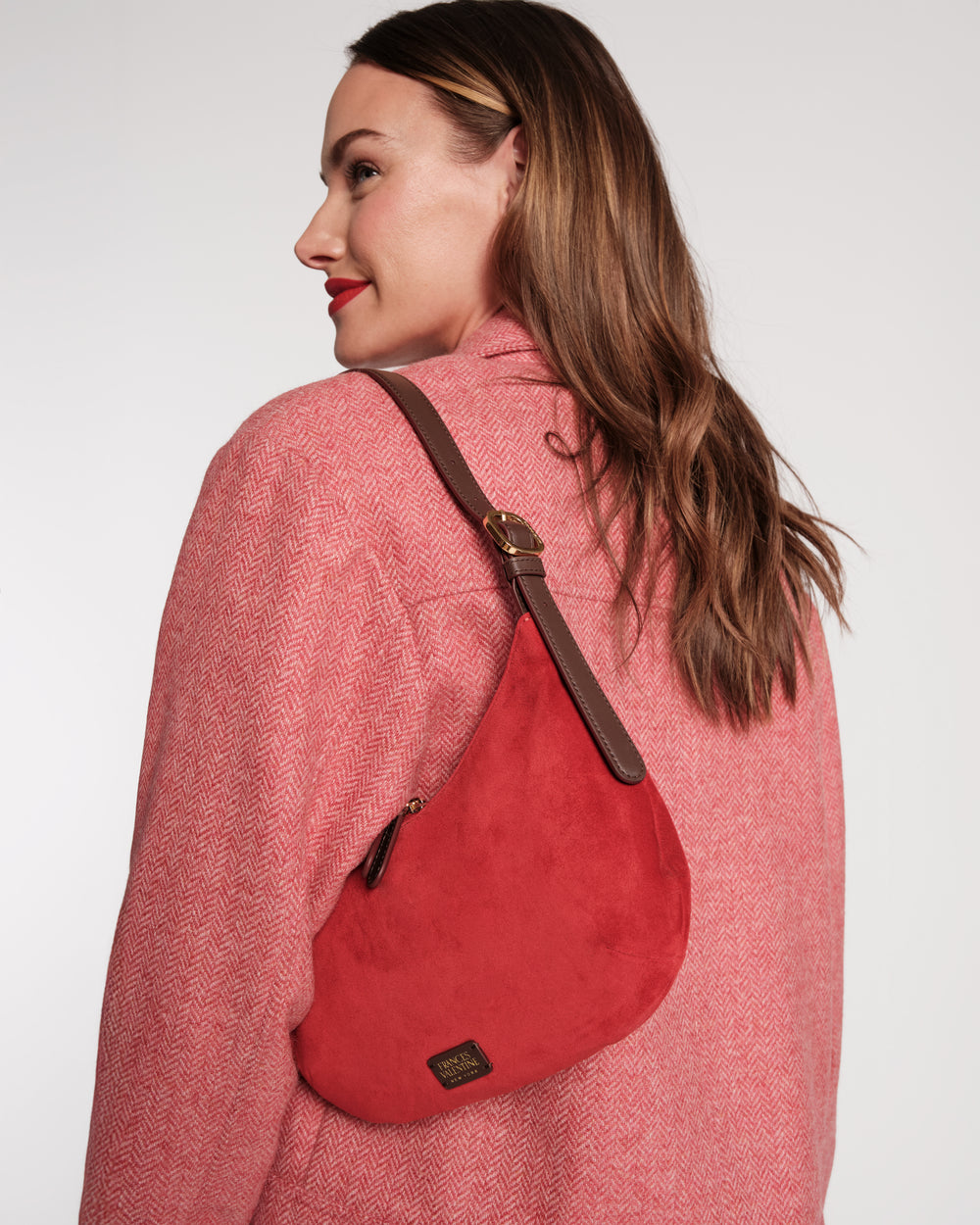 Starr Suede Hobo - Cherry Red - Frances Valentine