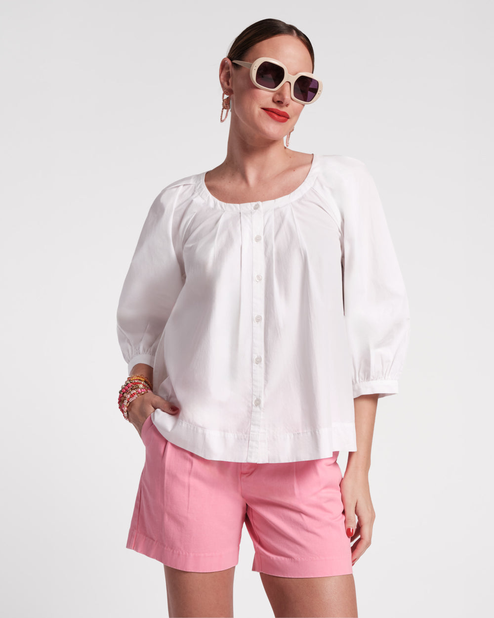 Zoe Top - White - Frances Valentine