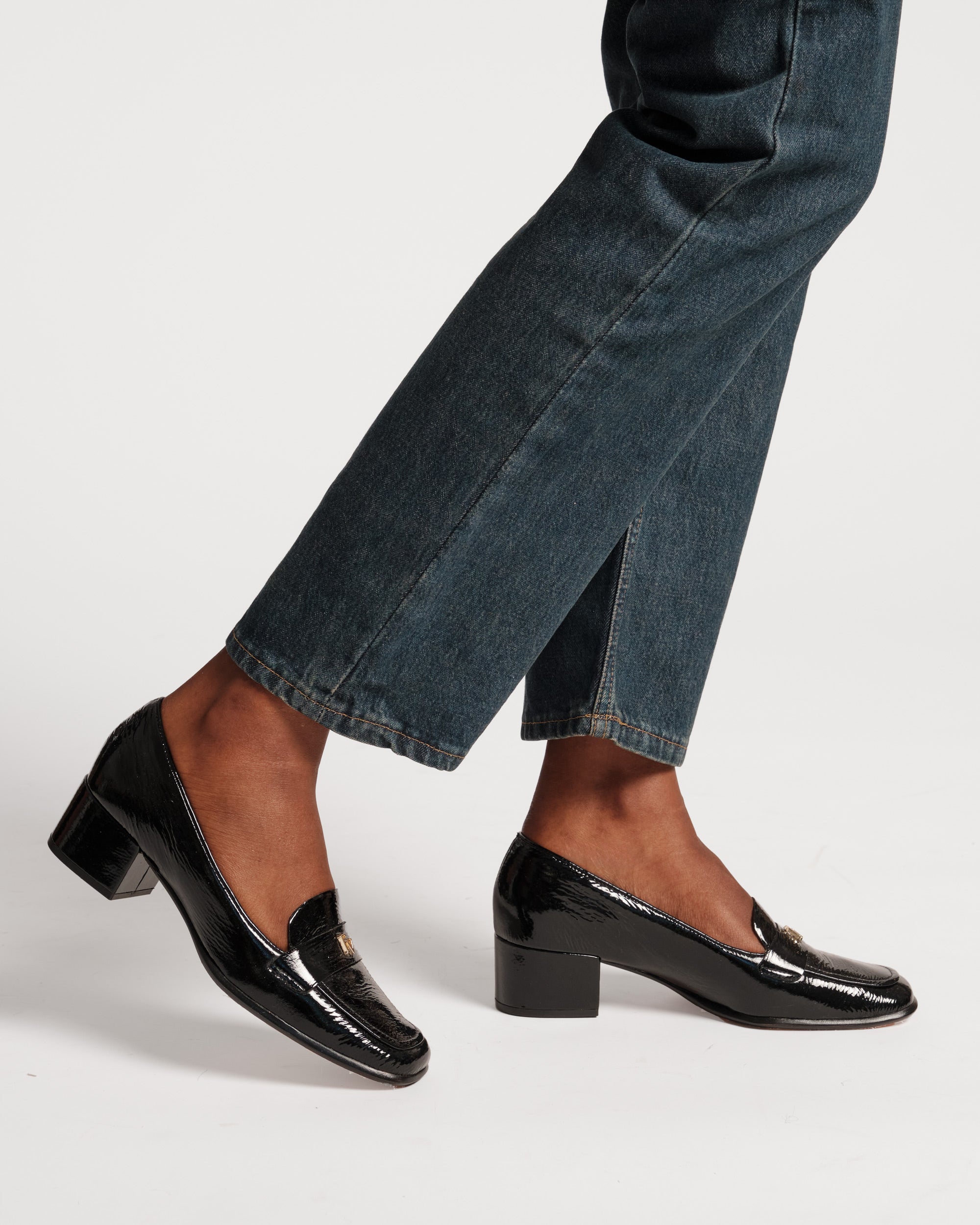 Twiggy Crinkle Soft Patent Loafer Black