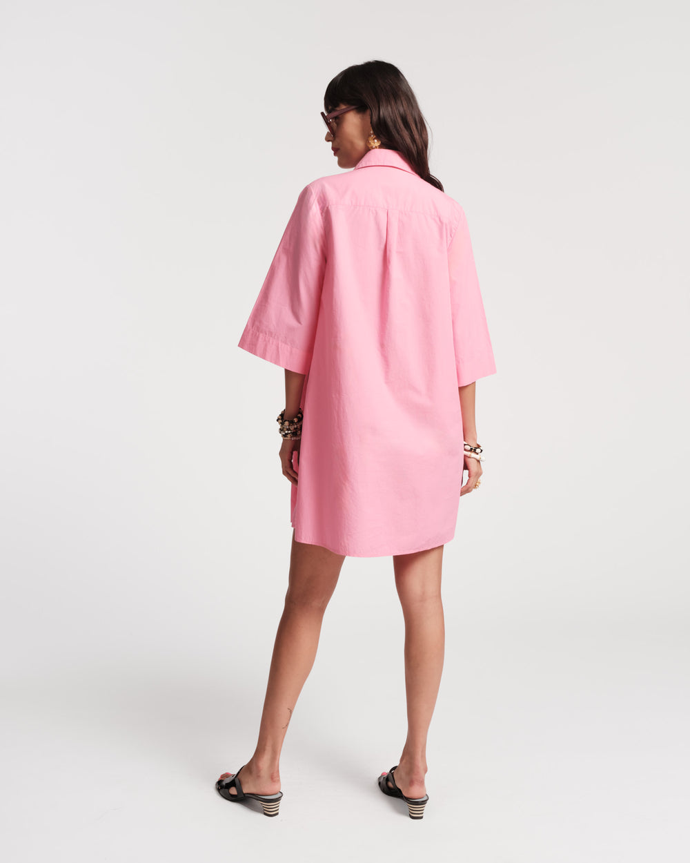 Isla Pleated Mini Shirtdress - Pink Dresses Frances Valentine
