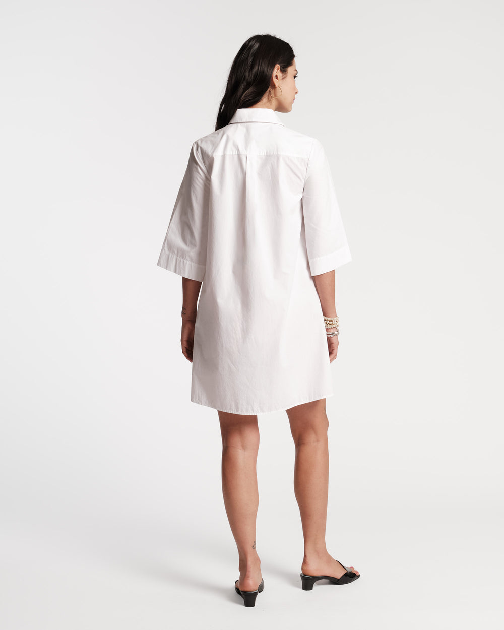 Isla Pleated Mini Shirtdress - White Dresses Frances Valentine