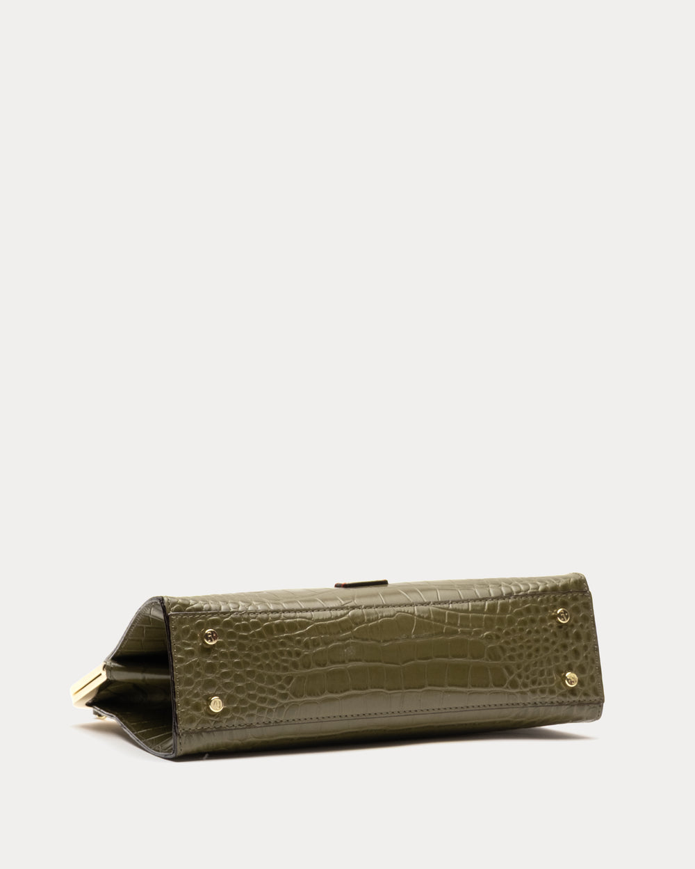 Jackie Frame Bag - Croc Emboss Leather Olive Frame Bag Frances Valentine