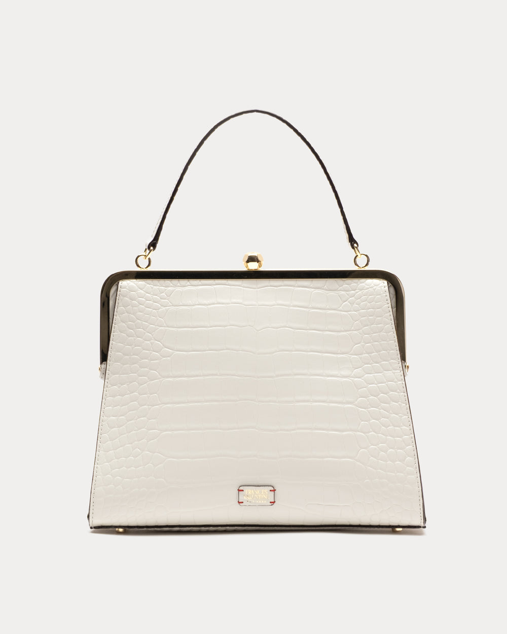 Jackie Frame Bag - Croc Emboss Leather Oyster Frame Bag Frances Valentine