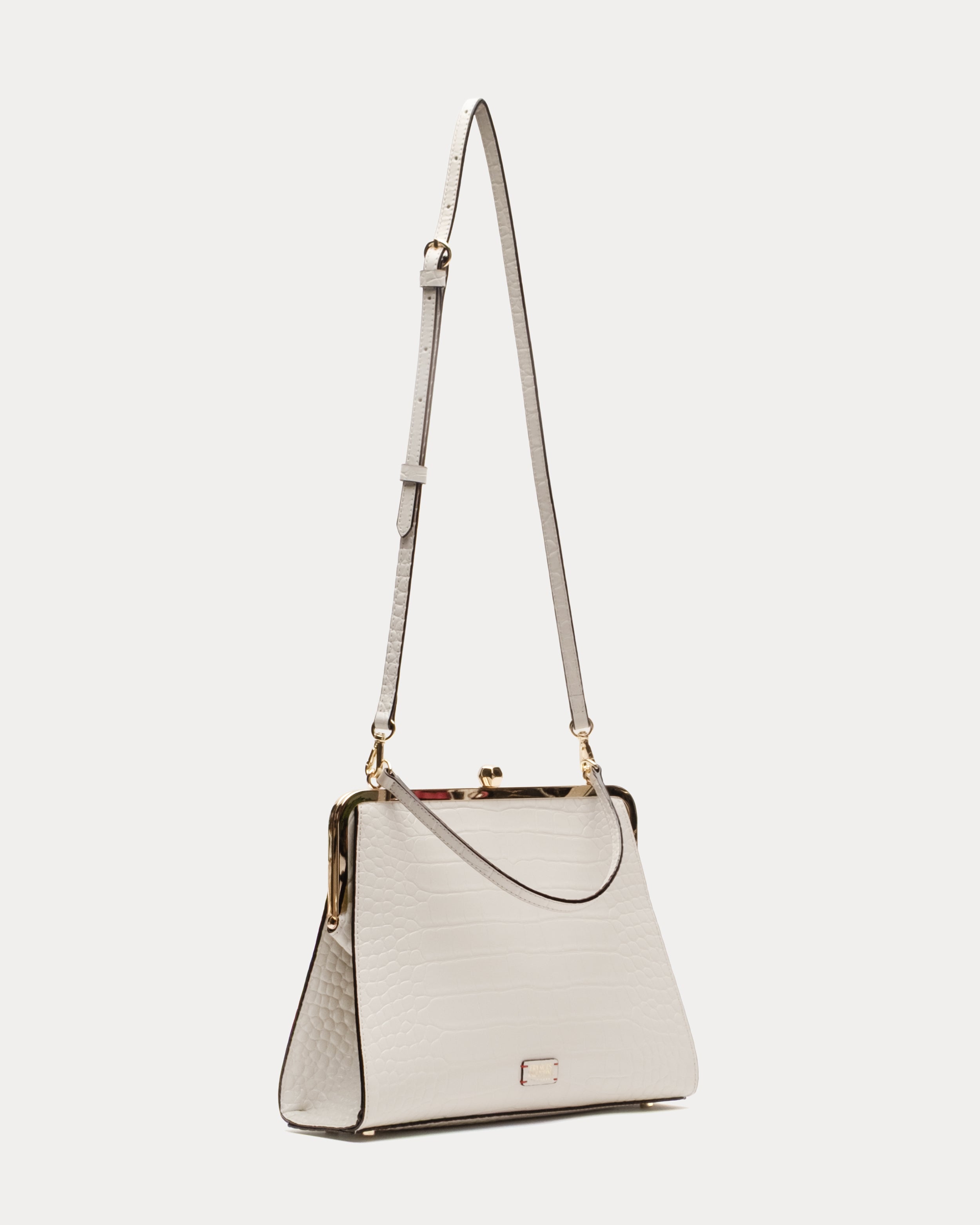 Jackie Frame Bag - Croc Emboss Leather Oyster – Frances Valentine