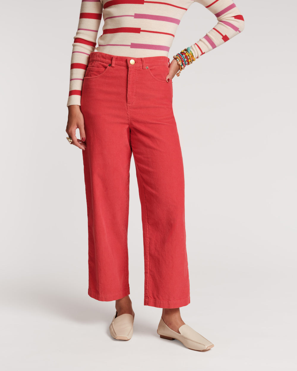 Jane Mini Wale Corduroy Pant - Coral - Frances Valentine