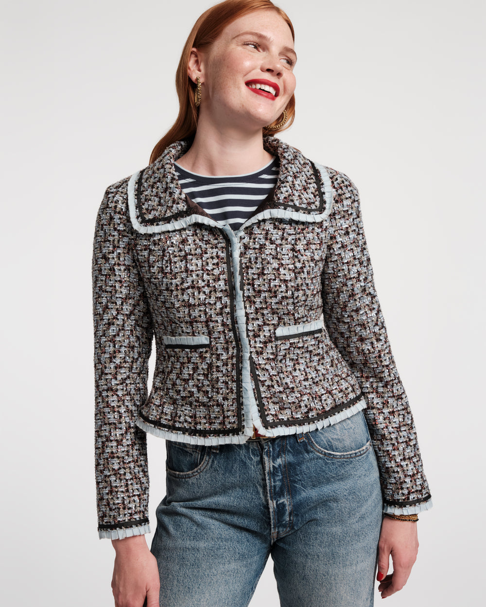 Jessie Jacket - Deco Tweed Blue - Frances Valentine