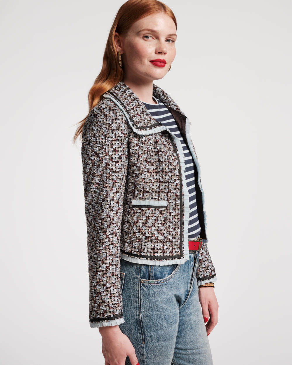 Jessie Jacket - Deco Tweed Blue - Frances Valentine