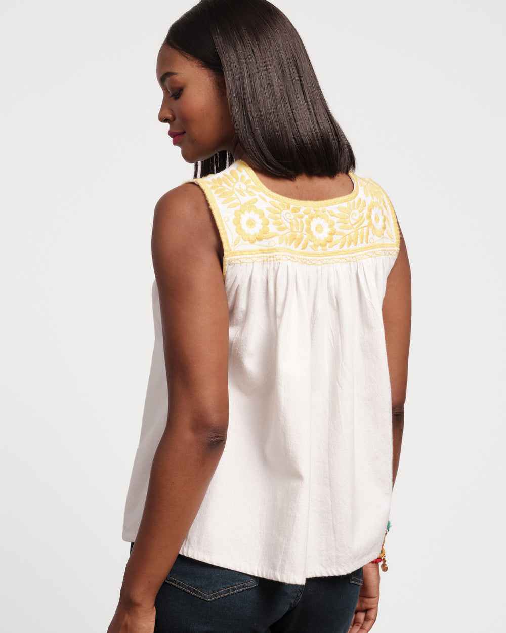 Jess Floral Embroidery Top - White - Frances Valentine