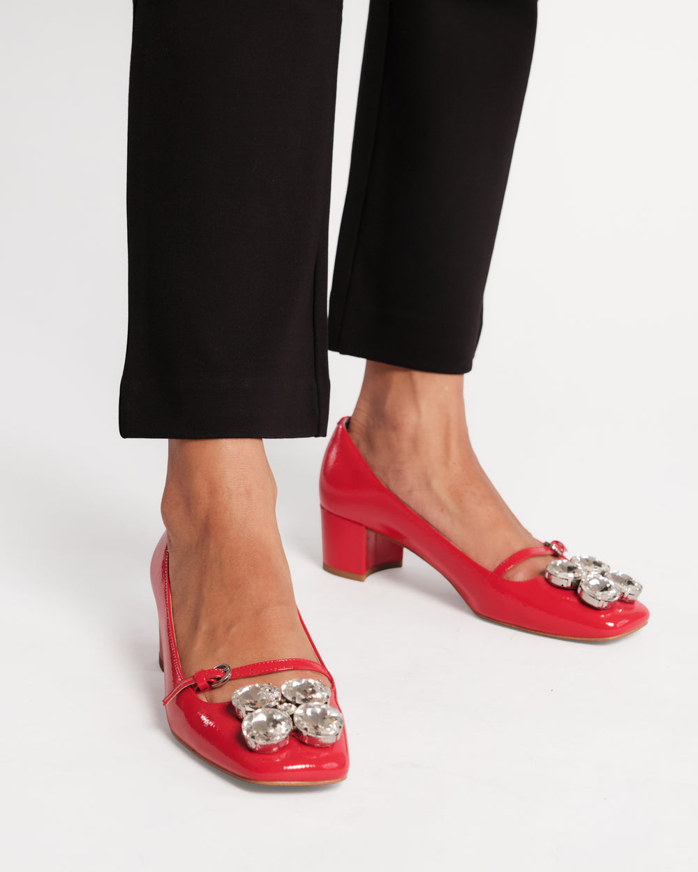 Josephine Heel Crinkled Leather Leather Geranium Heels Frances Valentine