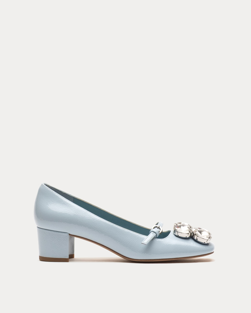 Josephine Heel - Crinkled Leather Light Blue Heels Frances Valentine