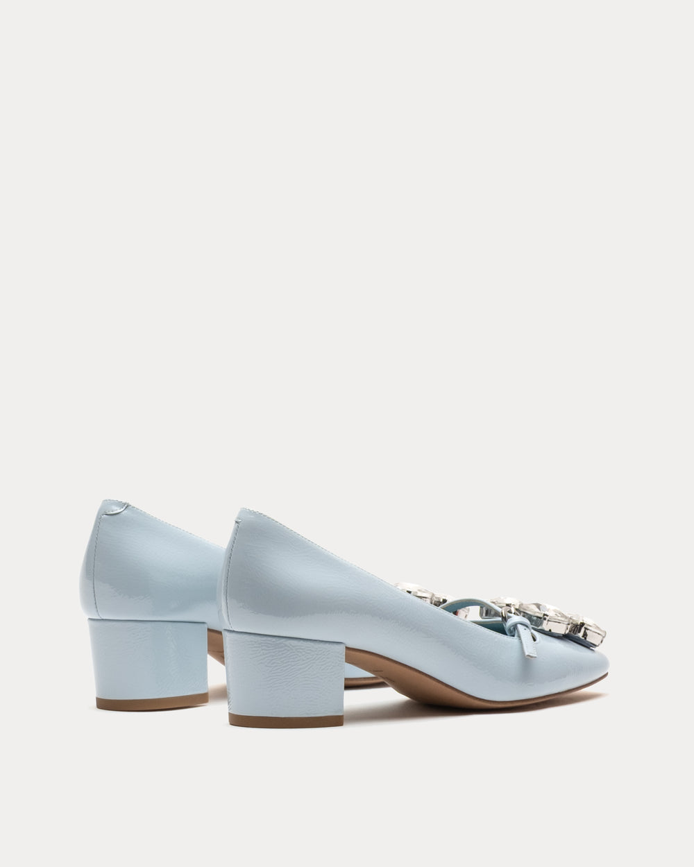 Josephine Heel - Crinkled Leather Light Blue Heels Frances Valentine