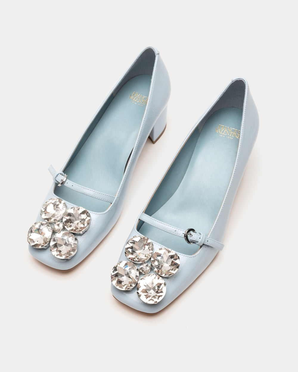 Josephine Heel - Crinkled Leather Light Blue Heels Frances Valentine