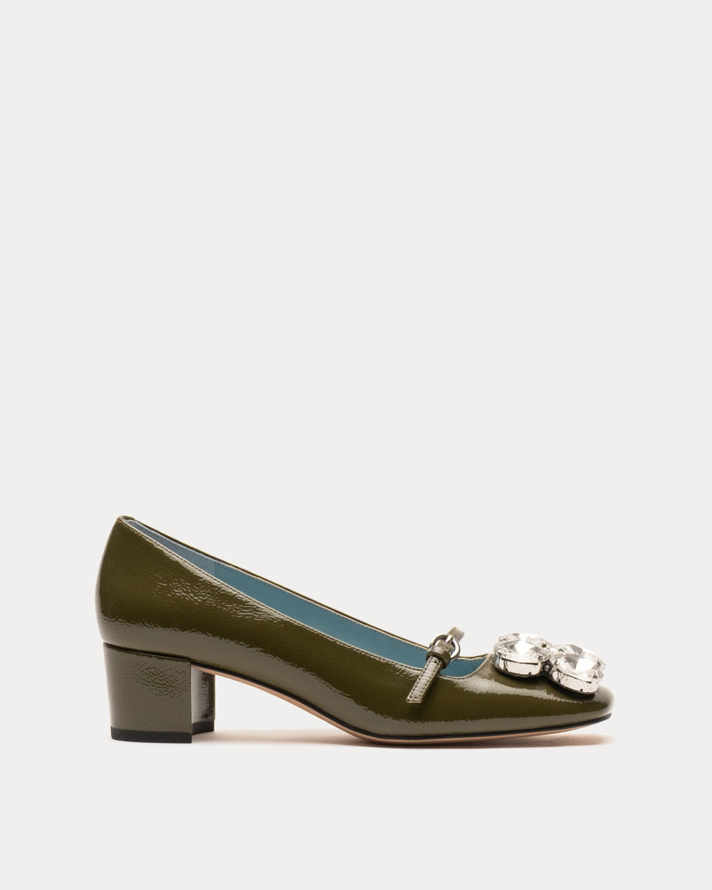 Josephine Heel - Crinkled Leather Olive Heels Frances Valentine