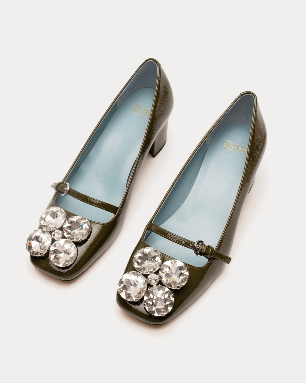 Josephine Heel - Crinkled Leather Olive Heels Frances Valentine