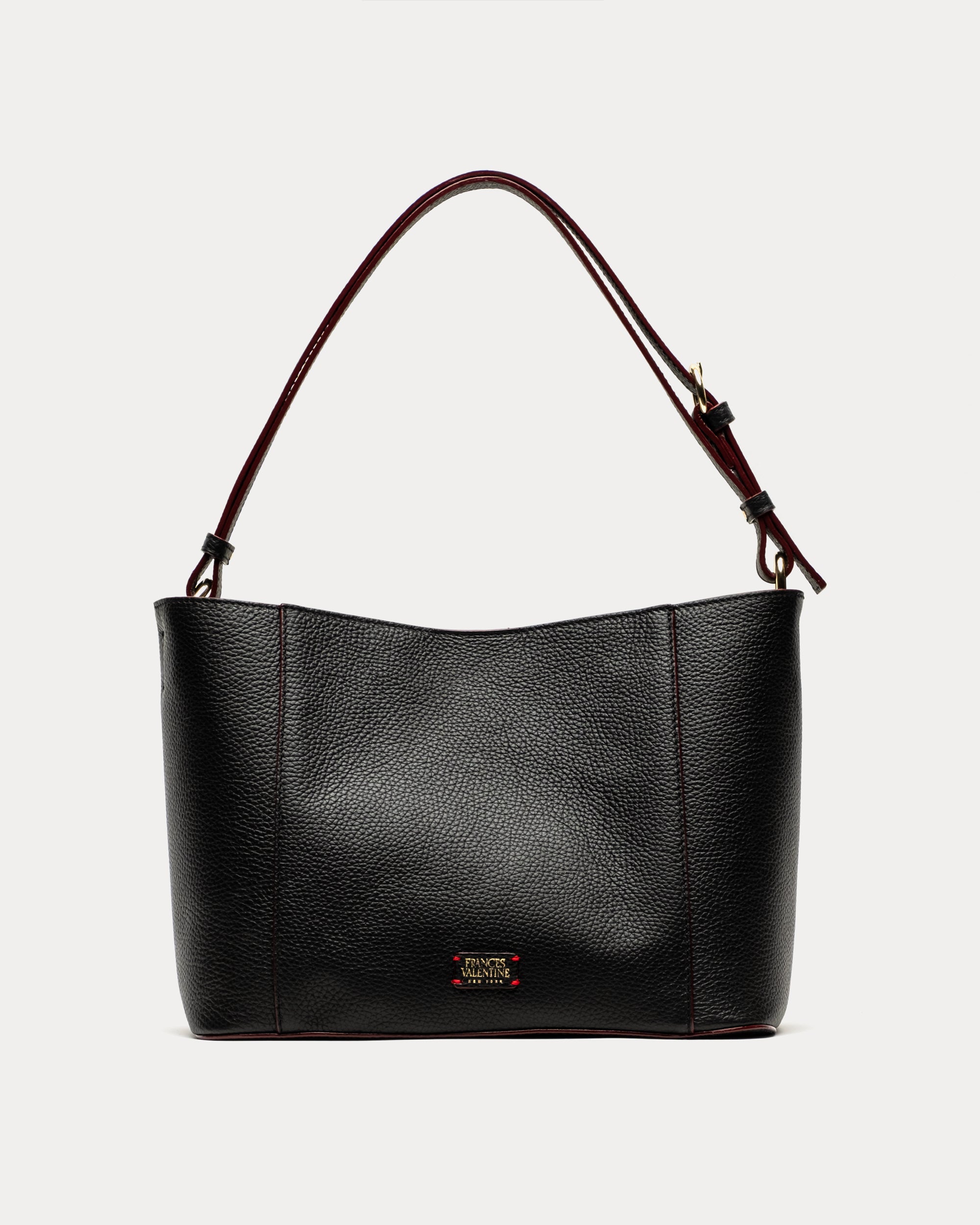 June Hobo - Tumbled Leather Black Handbag Frances Valentine