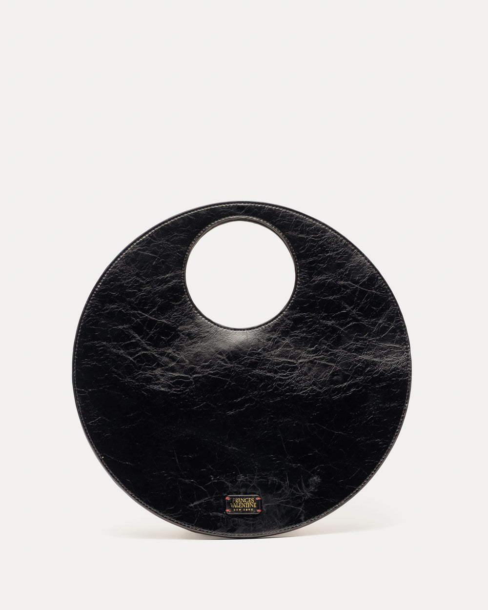 Juno Circle Bag - Crinkled Leather Black - Frances Valentine