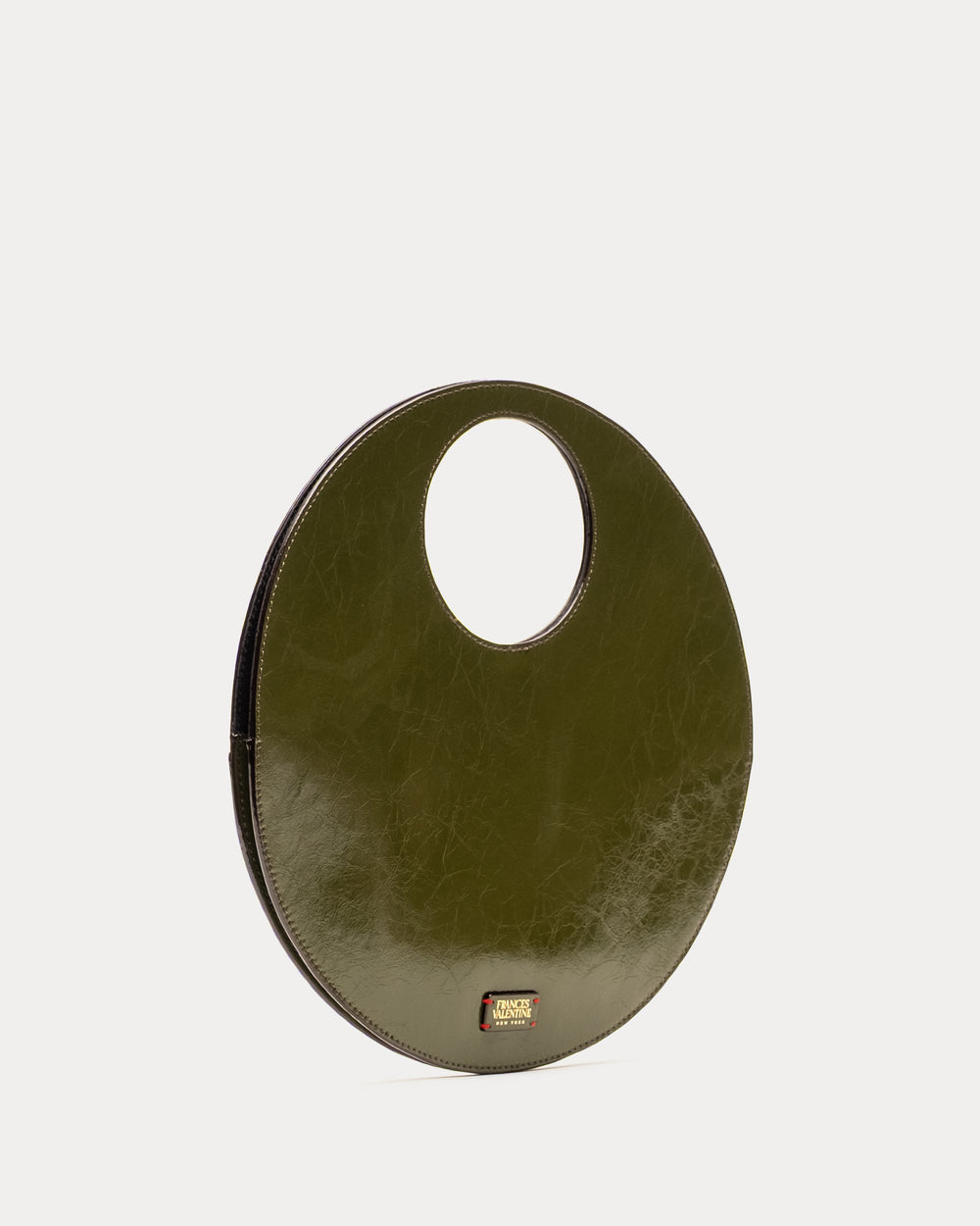 Juno Circle Bag - Crinkled Leather Olive - Frances Valentine