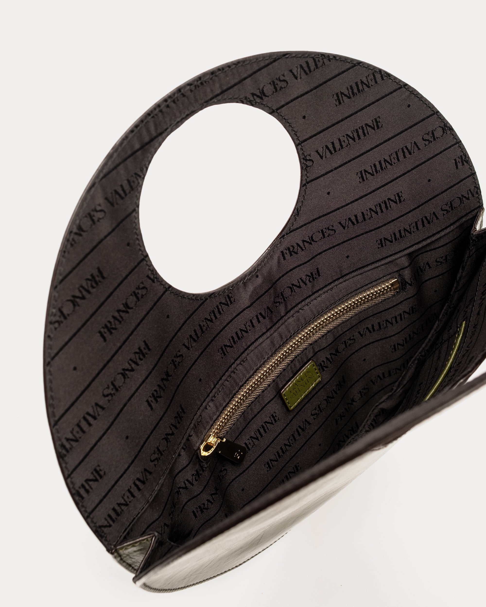 Juno Circle Bag - Crinkled Leather Olive – Frances Valentine