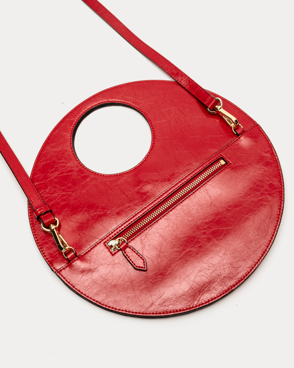 Juno Circle Bag - Crinkled Leather Red - Frances Valentine
