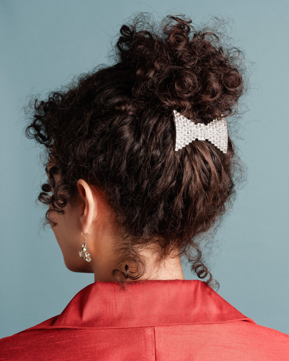 FV Crystal Bow Hairclip - Silver Hair Accessory Frances Valentine