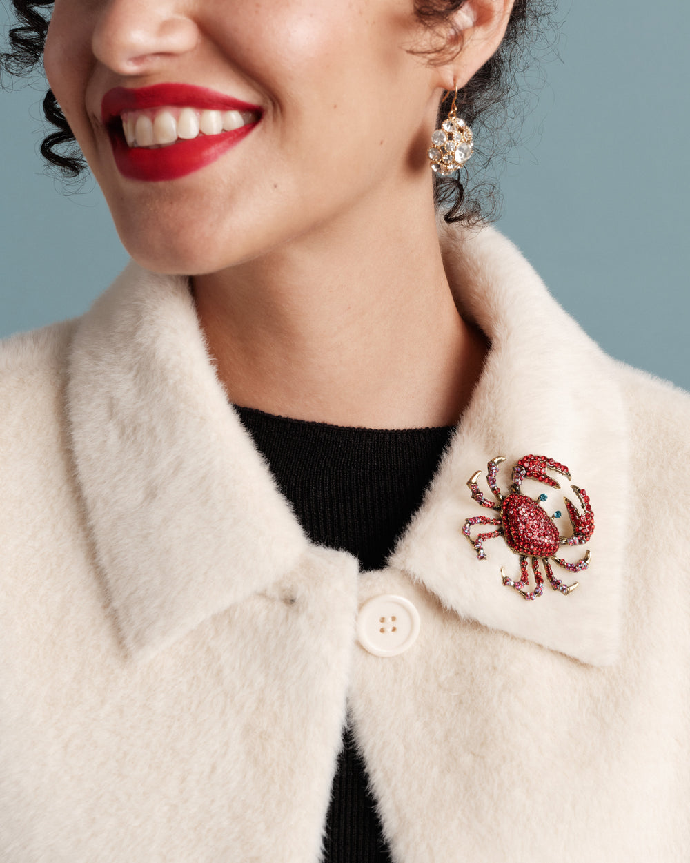 FV Crab Brooch - Red Jewelry Frances Valentine