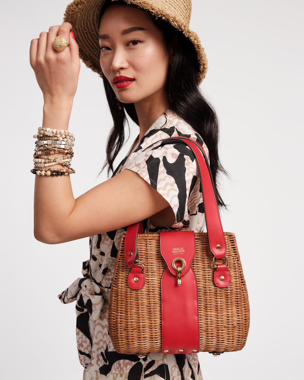 Gigi Basket - Toast/Red - Frances Valentine
