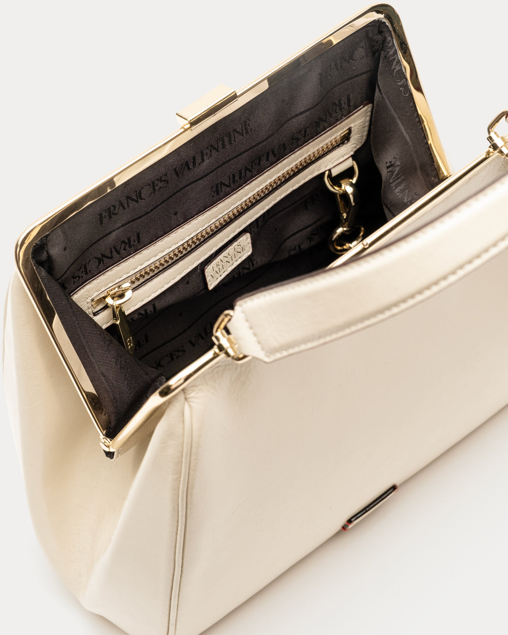 Katherine Frame Bag Crinkled Leather Leather Oyster OS Frances Valentine