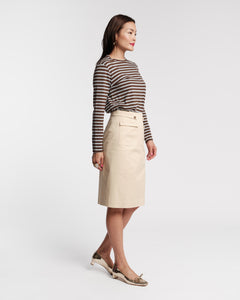 Pencil Skirt Stretch Cotton Khaki - Frances Valentine