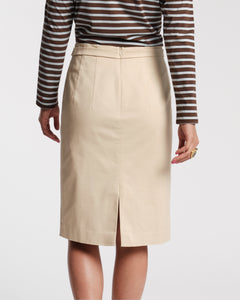 Pencil Skirt Stretch Cotton Khaki - Frances Valentine