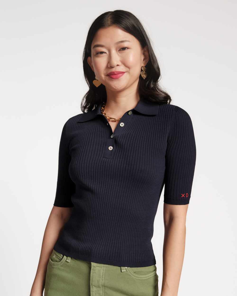 Krissy Polo - Navy Tops Frances Valentine