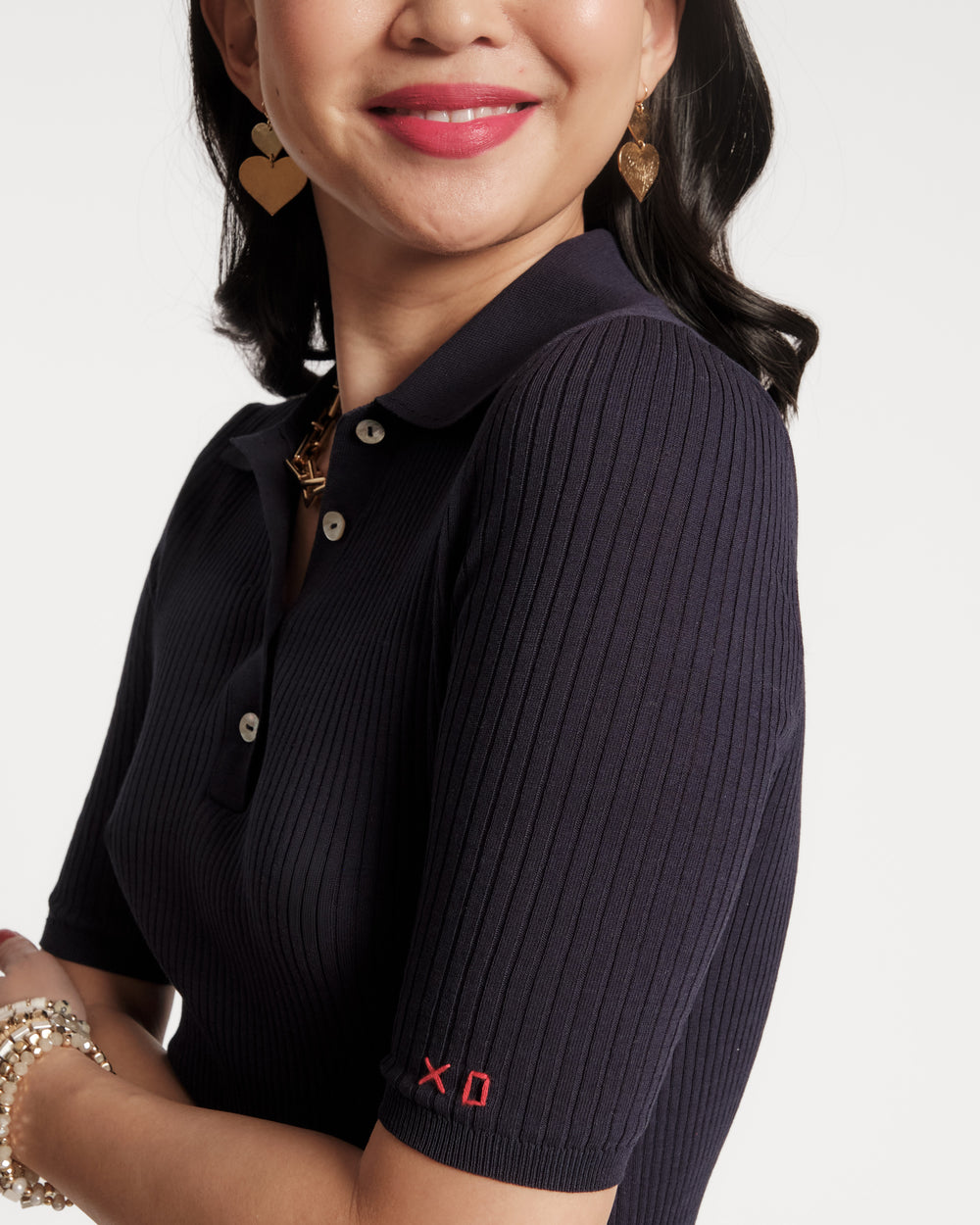 Krissy Polo - Navy Tops Frances Valentine