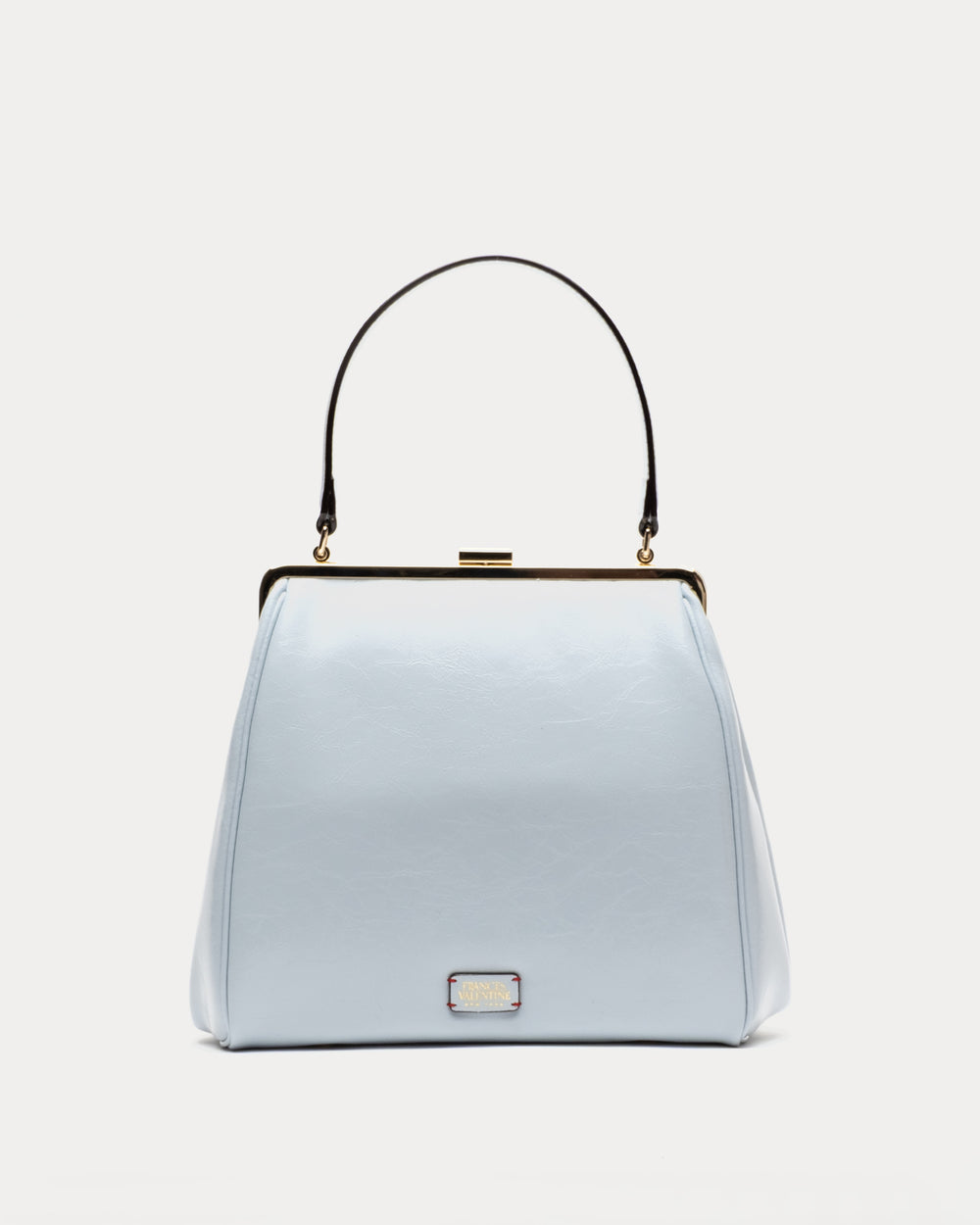 Katherine Frame Bag - Crinkled Leather Light Blue Frame Bag Frances Valentine