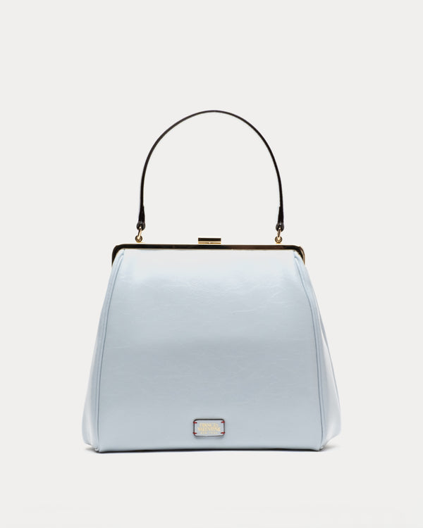 Katherine Frame Bag - Crinkled Leather Light Blue Frame Bag Frances Valentine