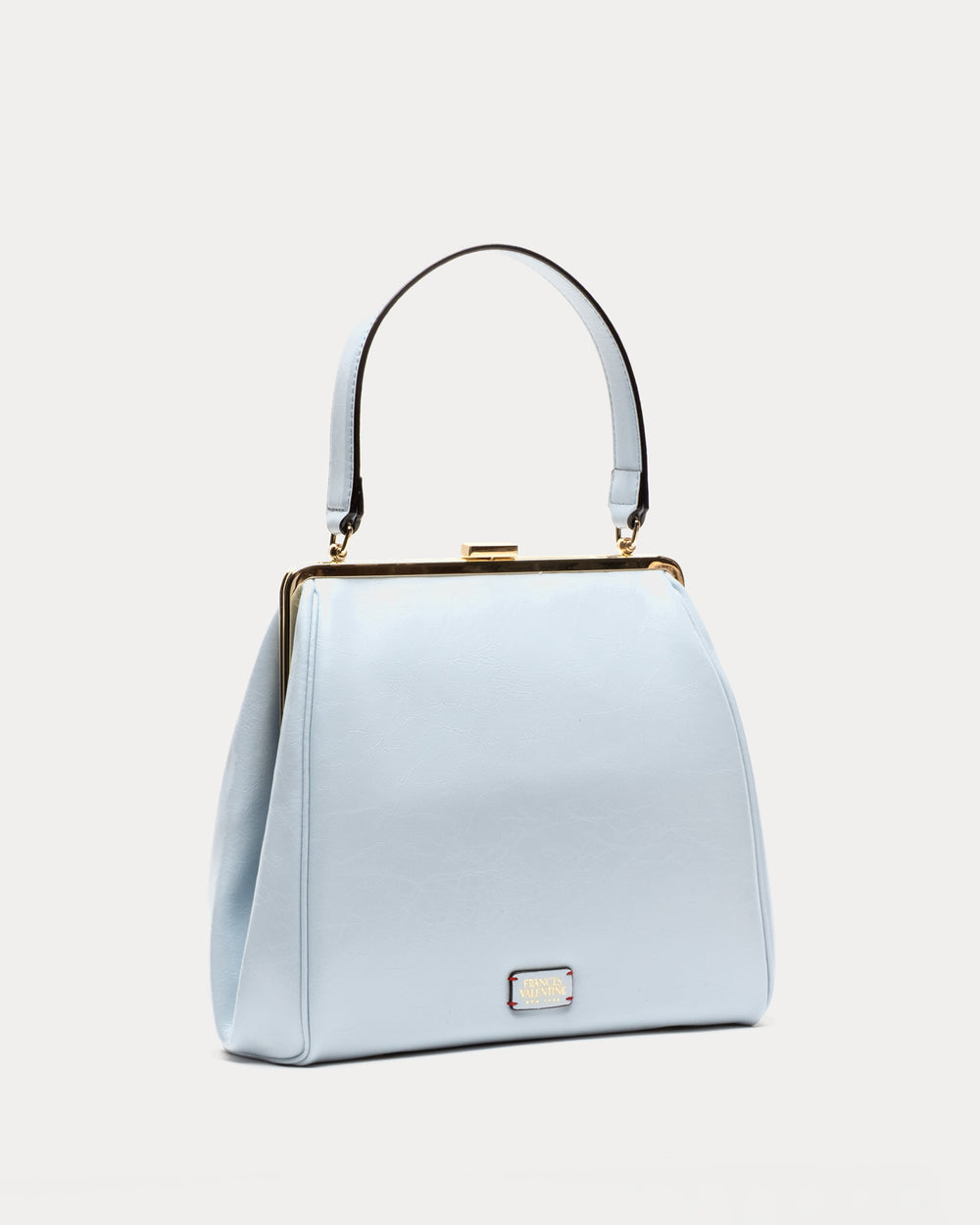 Katherine Frame Bag - Crinkled Leather Light Blue Frame Bag Frances Valentine