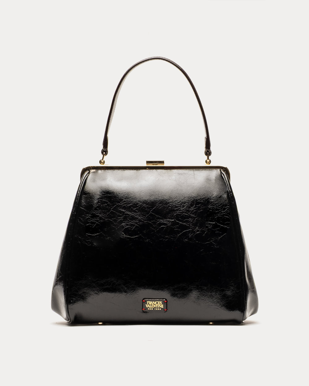 Katherine Frame Bag - Crinkled Leather Black - Frances Valentine