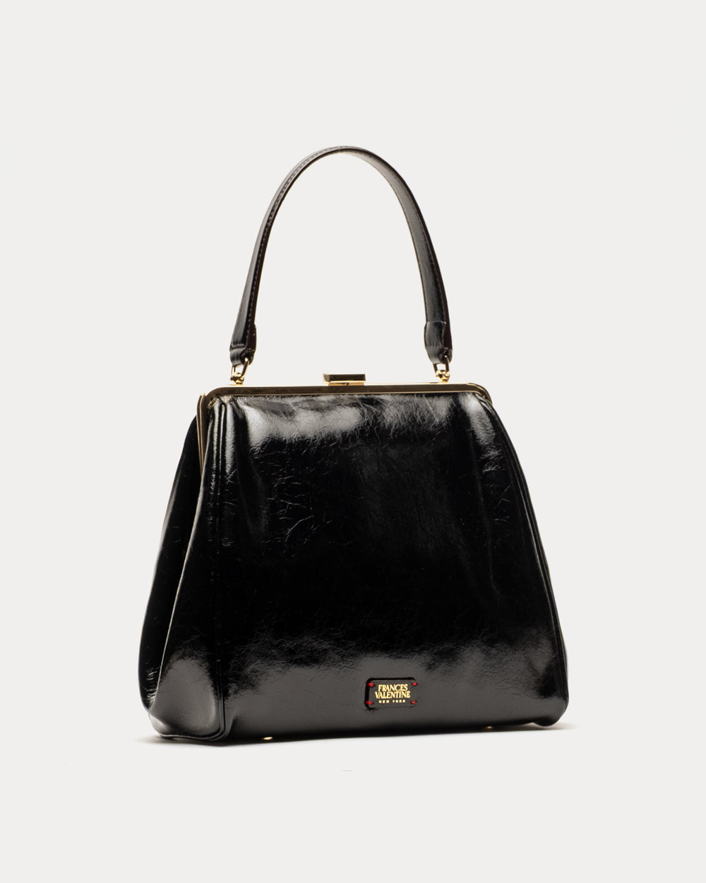 Katherine Frame Bag - Crinkled Leather Black - Frances Valentine