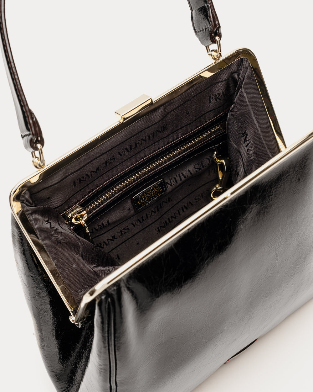 Katherine Frame Bag - Crinkled Leather Black - Frances Valentine