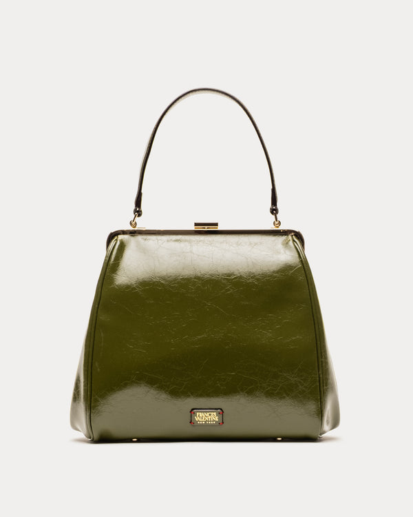 Katherine Frame Bag - Crinkled Leather Olive - Frances Valentine