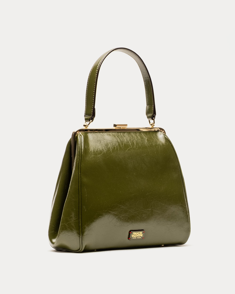 Katherine Frame Bag - Crinkled Leather Olive - Frances Valentine