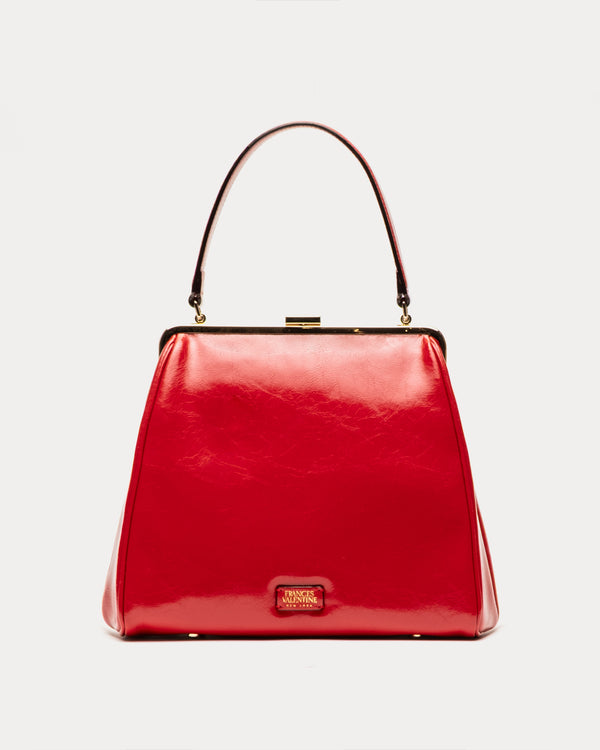 Katherine Frame Bag - Crinkled Leather Red - Frances Valentine