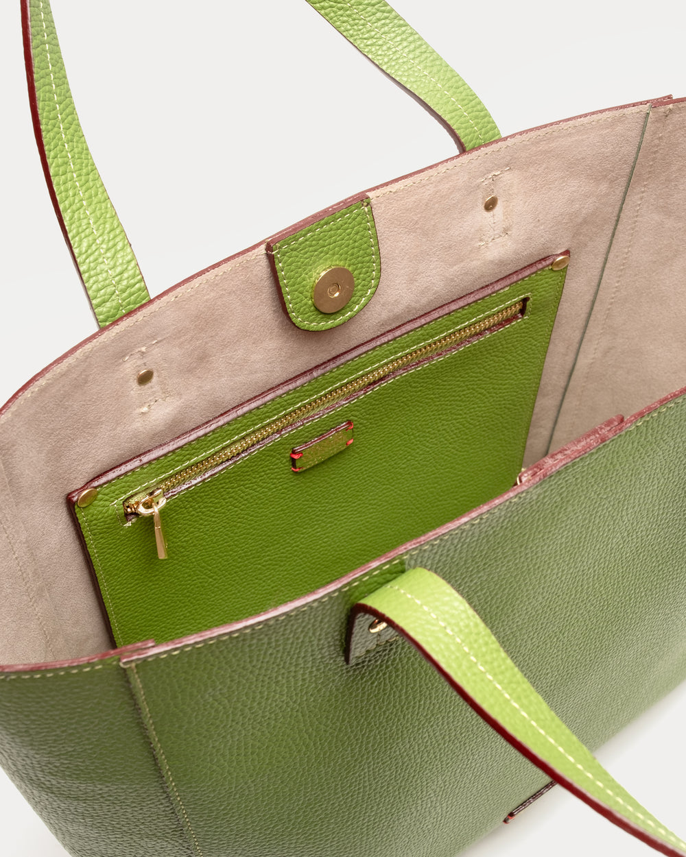 Large Margaret Tote - Tumbled Leather Fern Handbag Frances Valentine