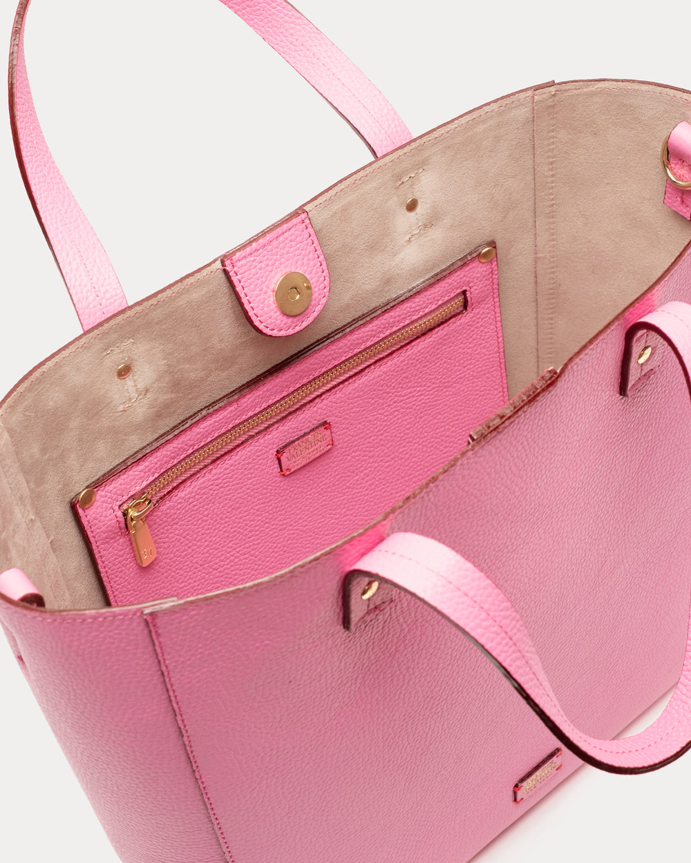 Large Margaret Tote - Tumbled Leather Pink Handbag Frances Valentine