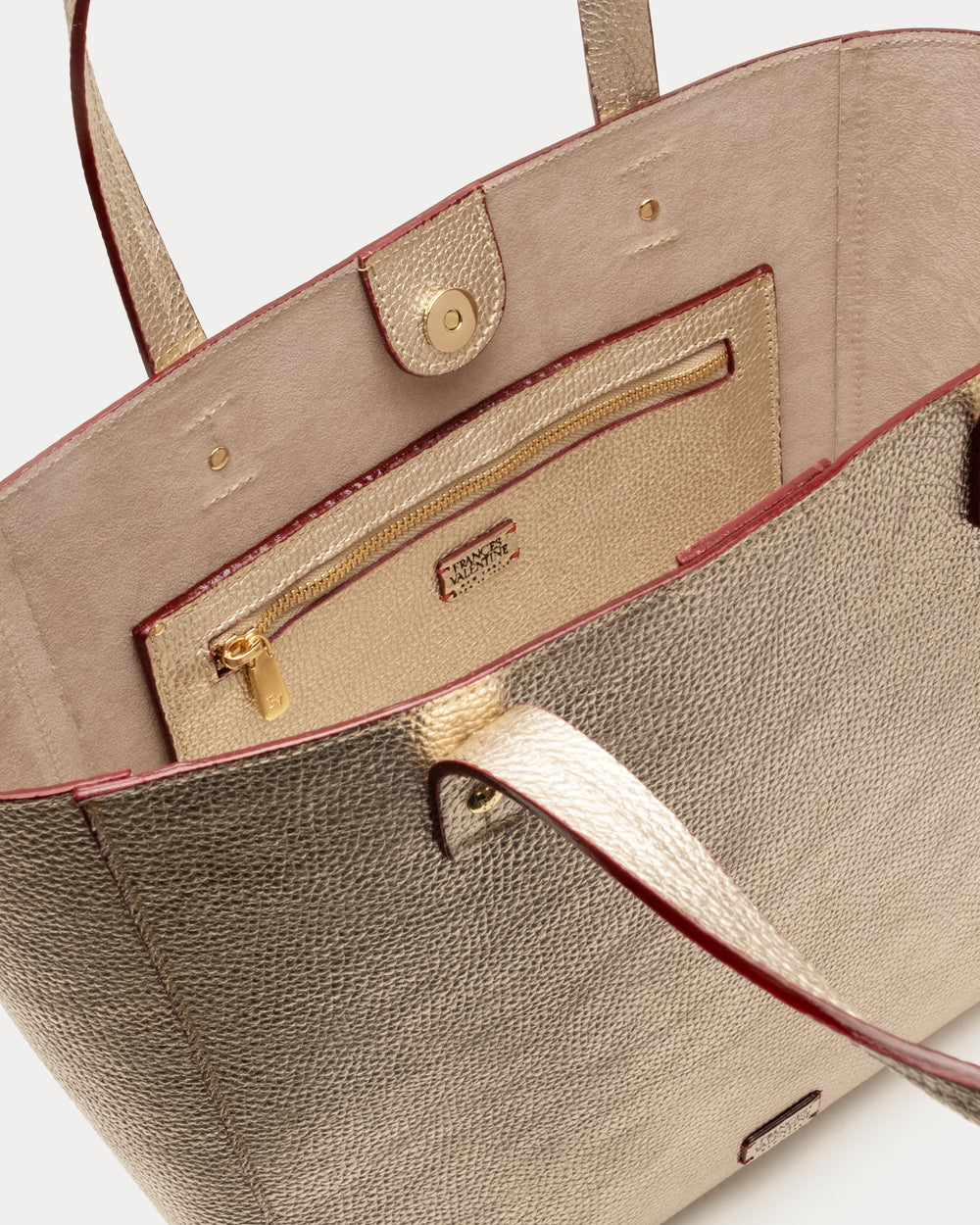 Large Margaret Tumbled Leather Leather Platino OS Frances Valentine