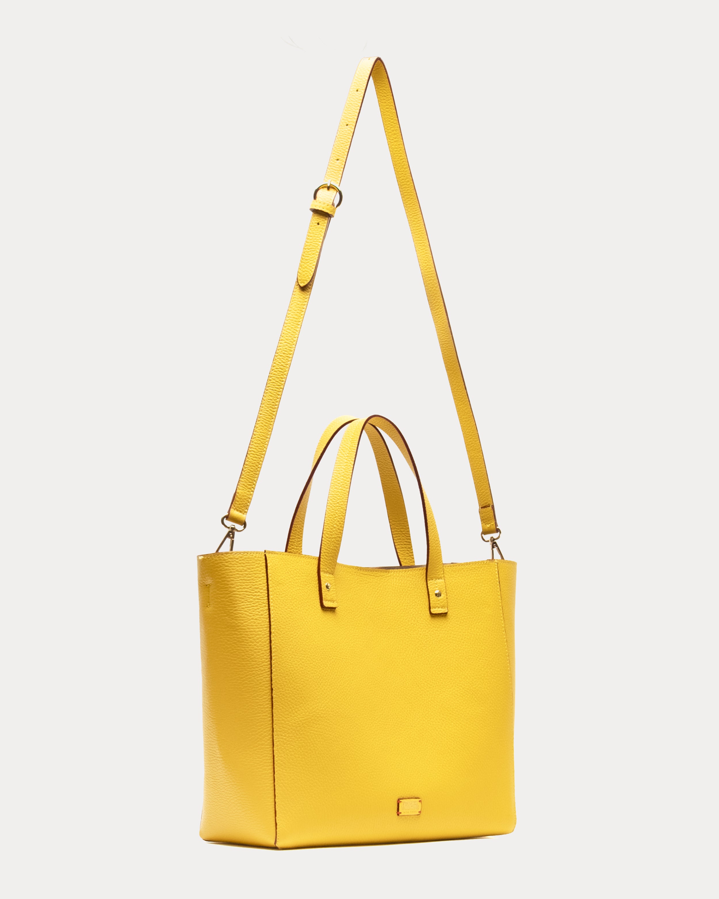 Large Margaret Tote - Tumbled Leather Canary – Frances Valentine